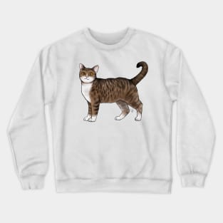 Cat - American Wirehair - White and Tabby Crewneck Sweatshirt